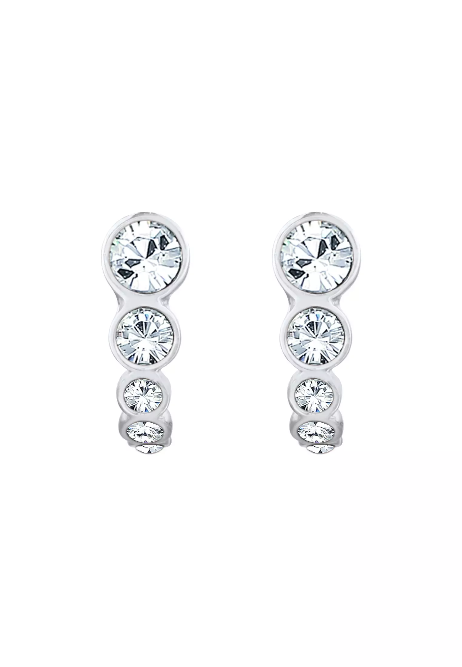 Earrings Half Creoles Elegant Sparkling Crystals