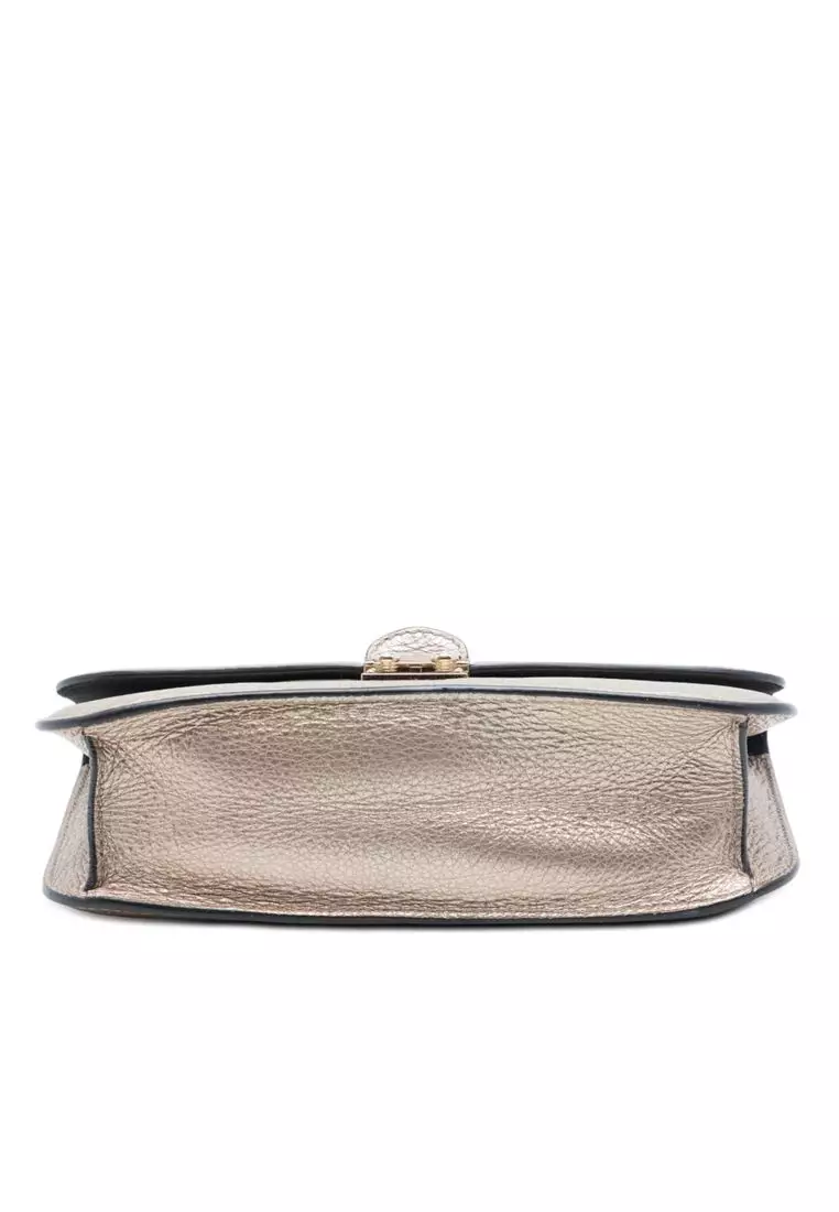 Pre-Loved Valentino Medium Metallic Leather Rockstud Glam Lock Crossbody
