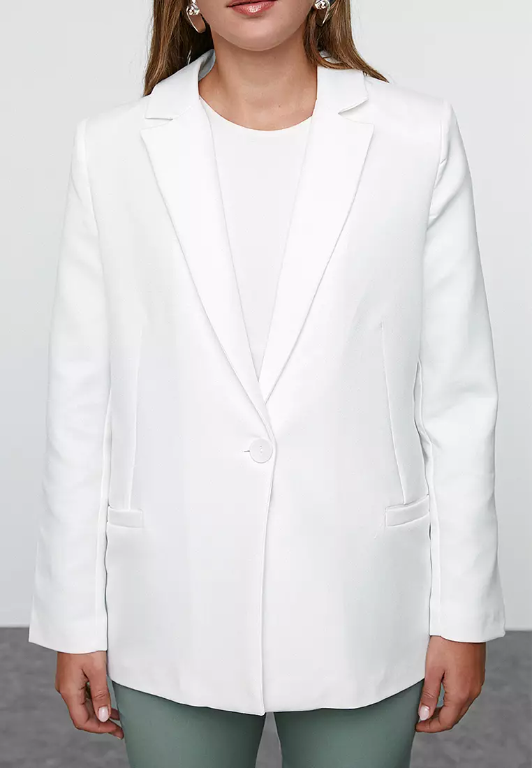 Regular Lined Detailed Woven Blazer Jacket