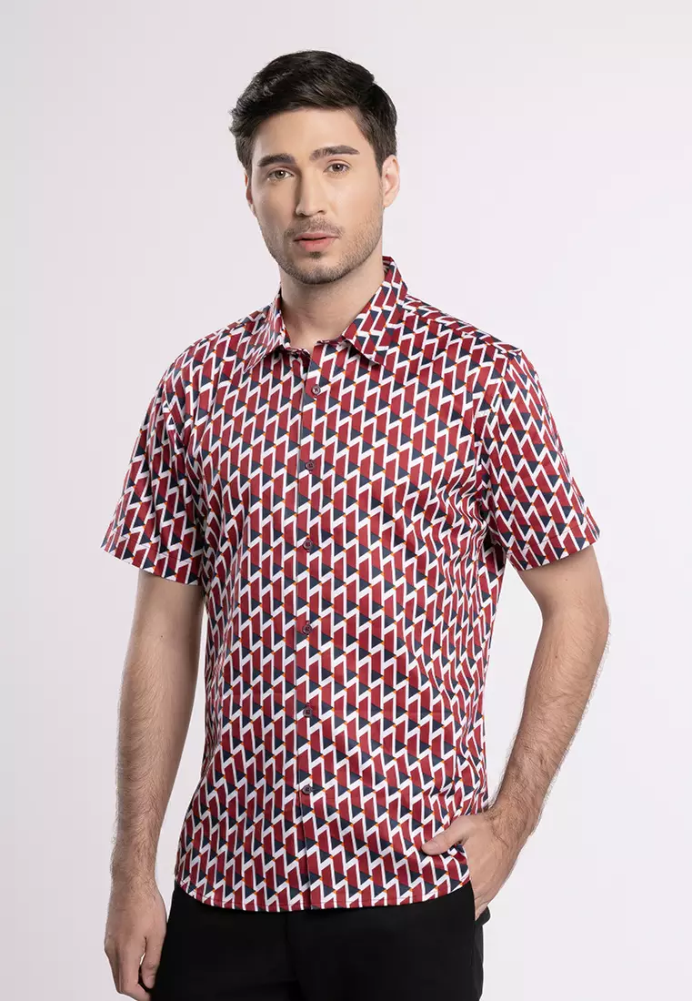 MOC - Kemeja Motif Lengan Pendek Pria Marvel - Red