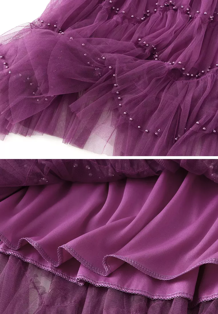 Heavily Embellished Tulle Tiered Skirt AF1220