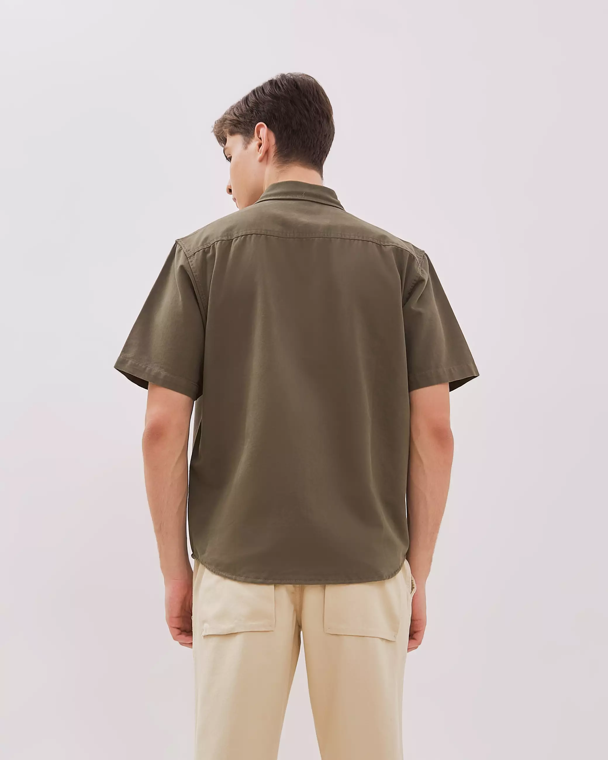 AMK Kemeja Pria Lengan Pendek SHS Jiya Ss Olive