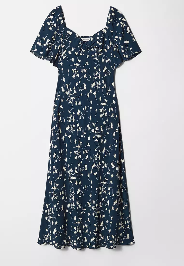 Flutter-Sleeve Midi Dress