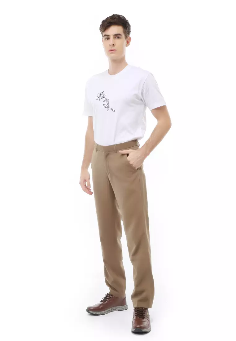 Locko Celana Panjang Formal Pria Slim Fit Material Cotton ORIGINAL - Mocca