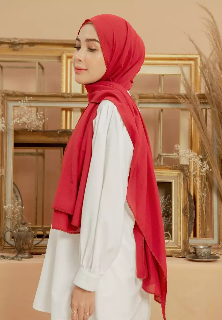 Embroidery Signature Shawl Maroon