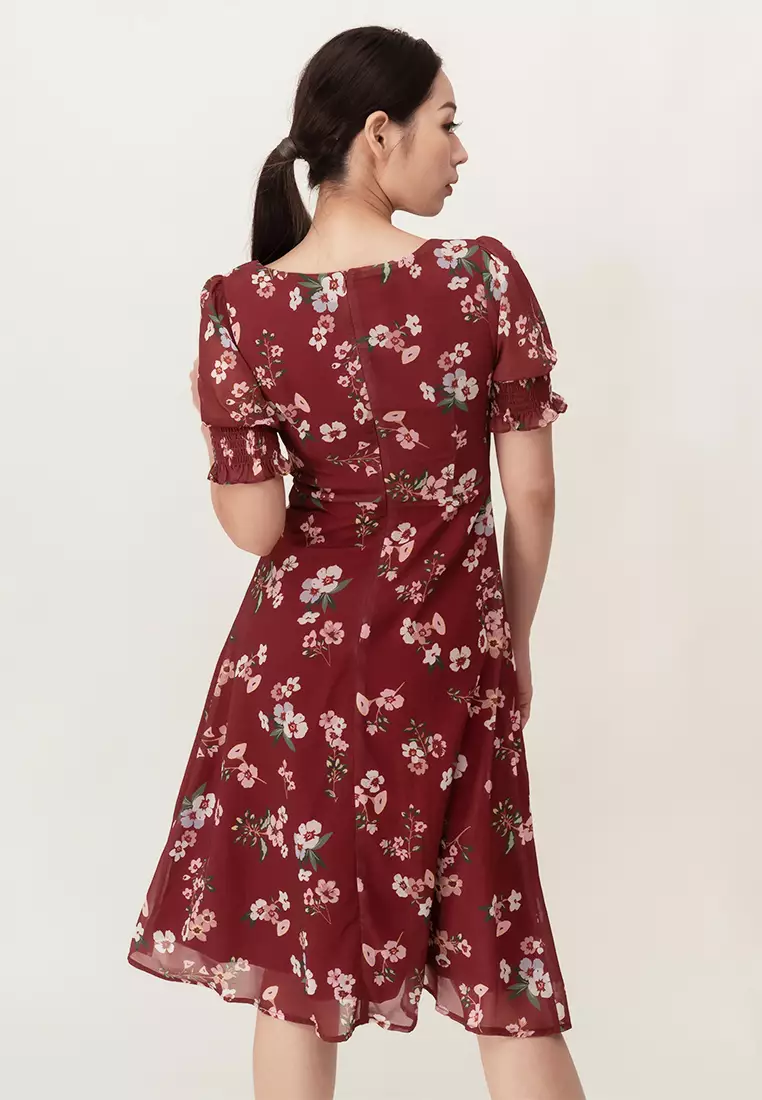 Buy Plain B. Plain B. Floral Printed V-Neckline Dinner Dress Online ...