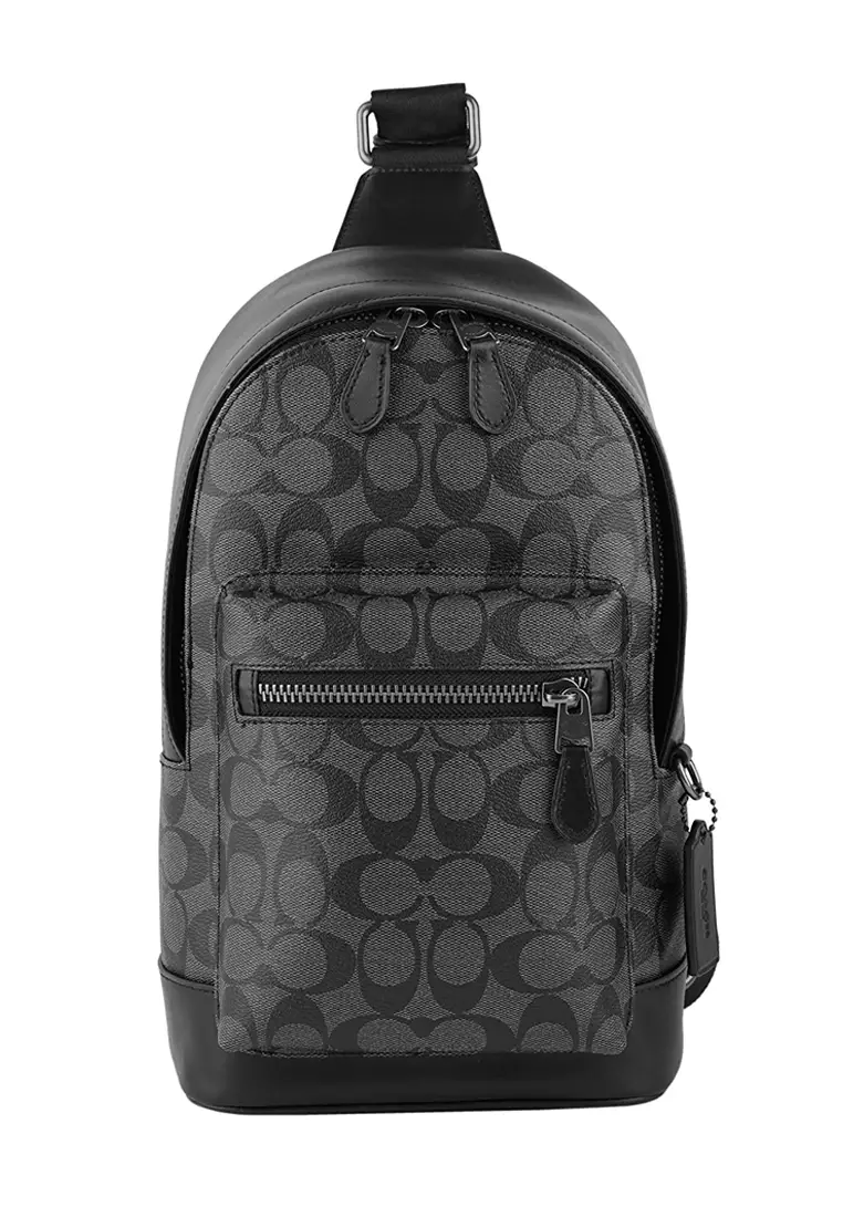 COACH Coach Mens West Pack In Signature Canvas Black 2024 Buy COACH