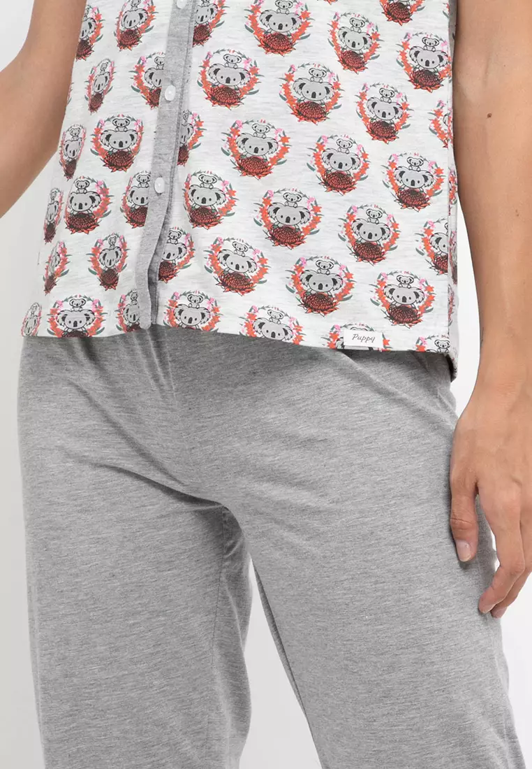 Pyjama Pijama Short Sleeve Long Pants Sleepwear