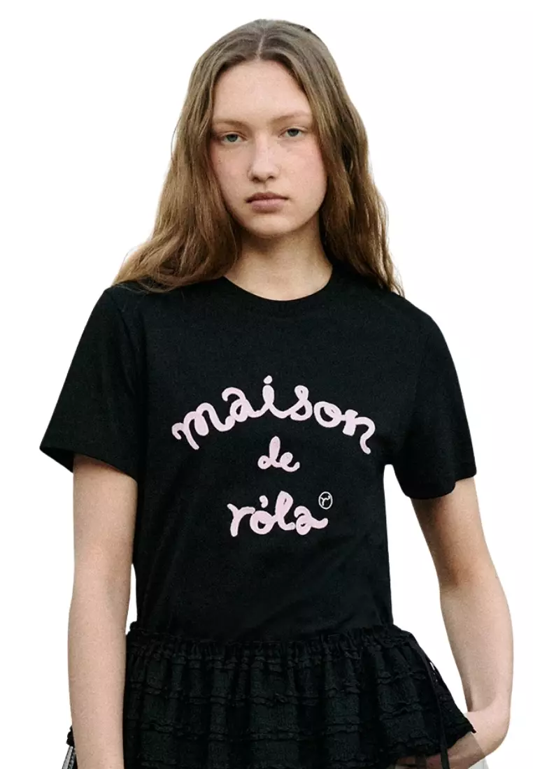 Maison De Rola Embroidery T-Shirt - Black