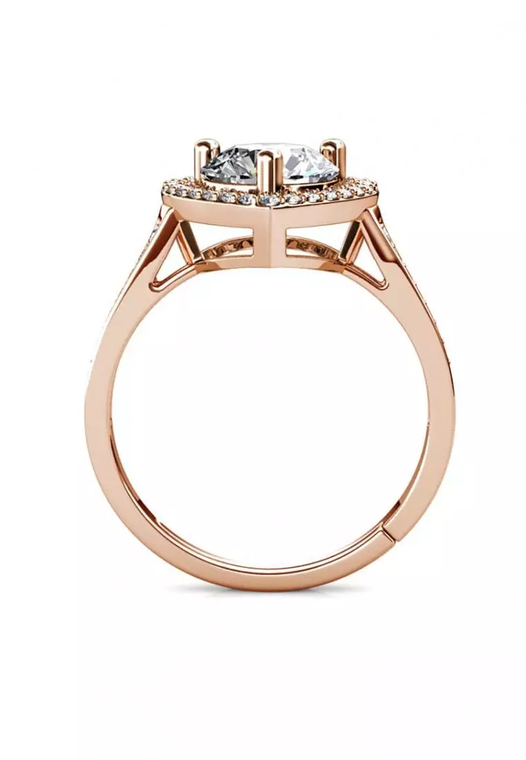 Berlian Moissanite Mon Amour Ring Rose Gold [GRA CERTIFICATE MOISSANITE DIAMOND] - Cincin 1 CT Moissanite Diamond 925 Silver Celesta by Her Jewellery