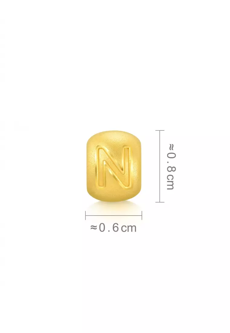 Charme 999 24K Gold Letter N Alphabet Charm 92908C (Bracelet not included)