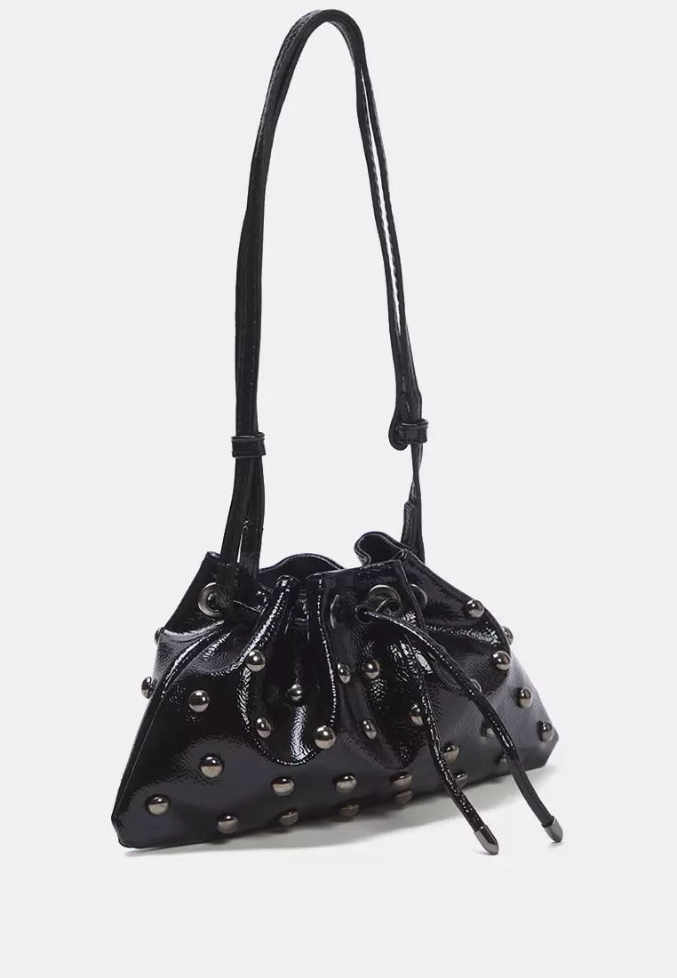 Black Trok Embroidered Women Mini Pouch Shoulder Bag Takss25Oc00037