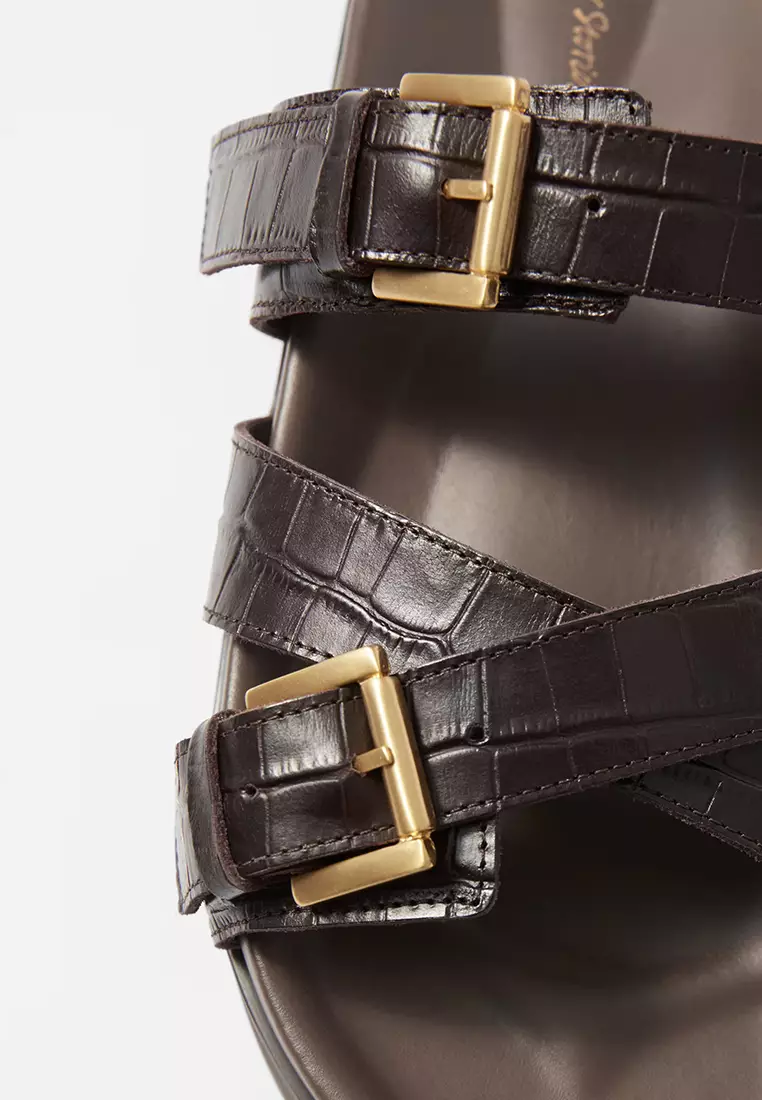 Cross-Strap Leather Sandals