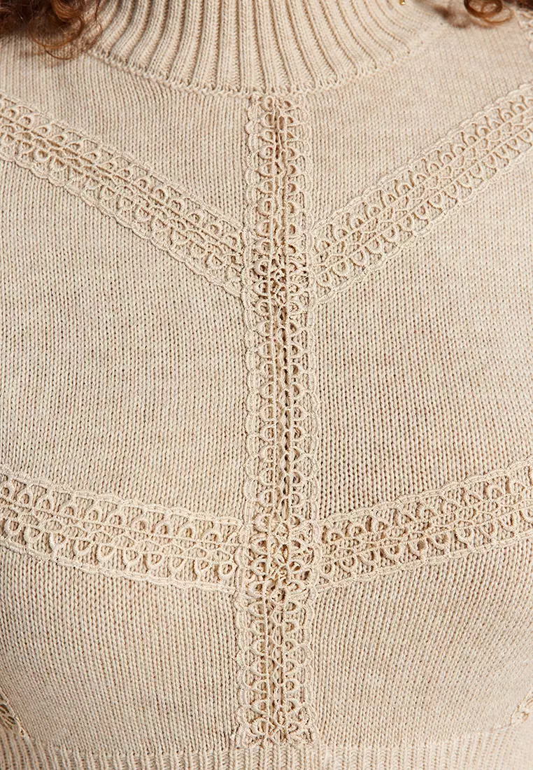 Plus Size Lace Knitted Sweater Dress