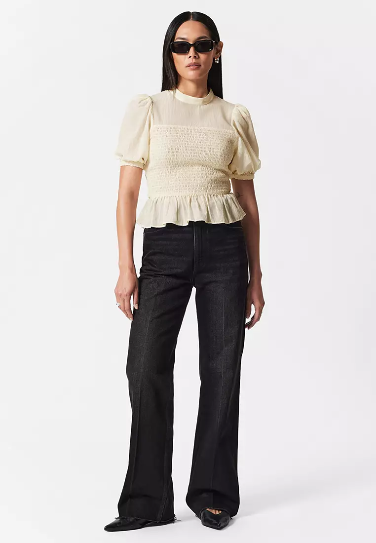 Smocked Peplum Blouse