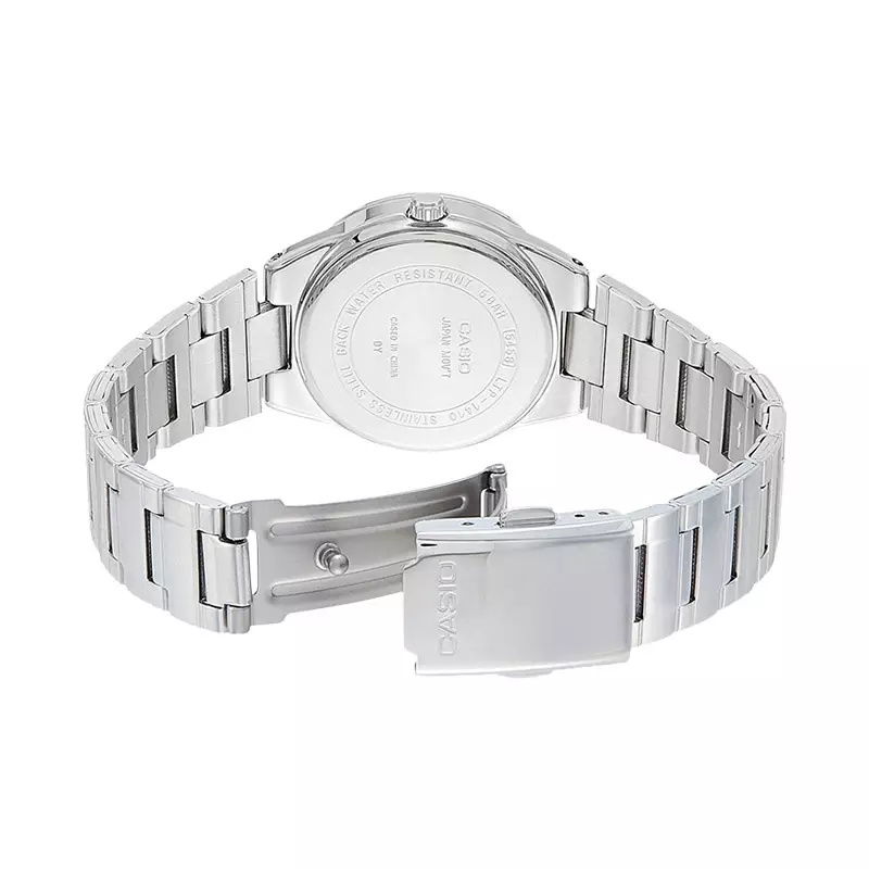 Jam Tangan Wanita Casio General LTP-1410D-1AVDF Enticer Ladies Black Dial Stainless Steel Band