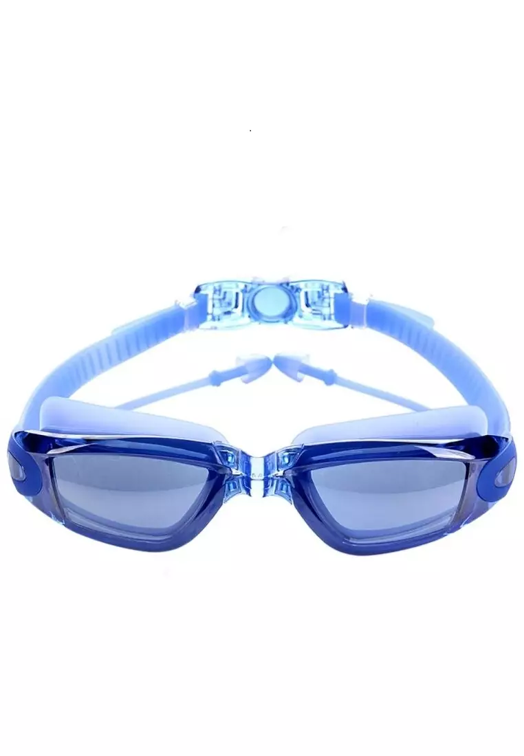 Qanic Kacamata Renang Dengan Penutup Telinga Perfect Design Material Polycarbonate ORIGINAL - Blue