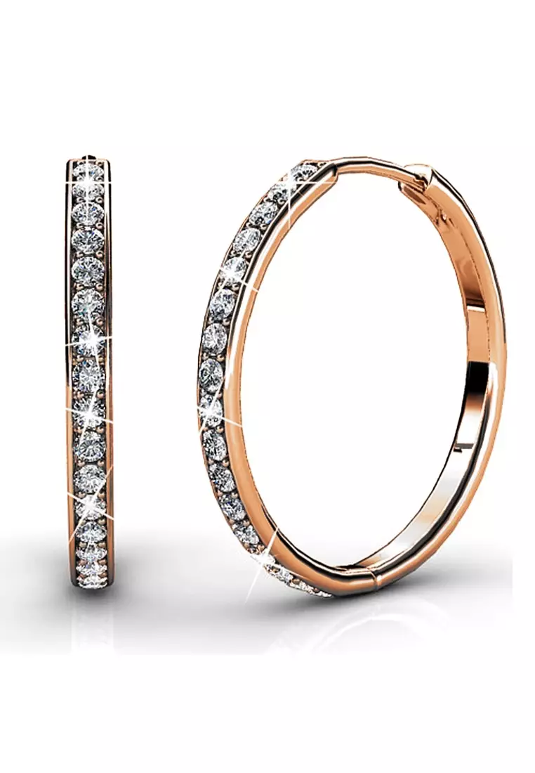 Encrusted Hoop Earrings Embellished with SWAROVSKI® crystals-Rose Gold/Clear