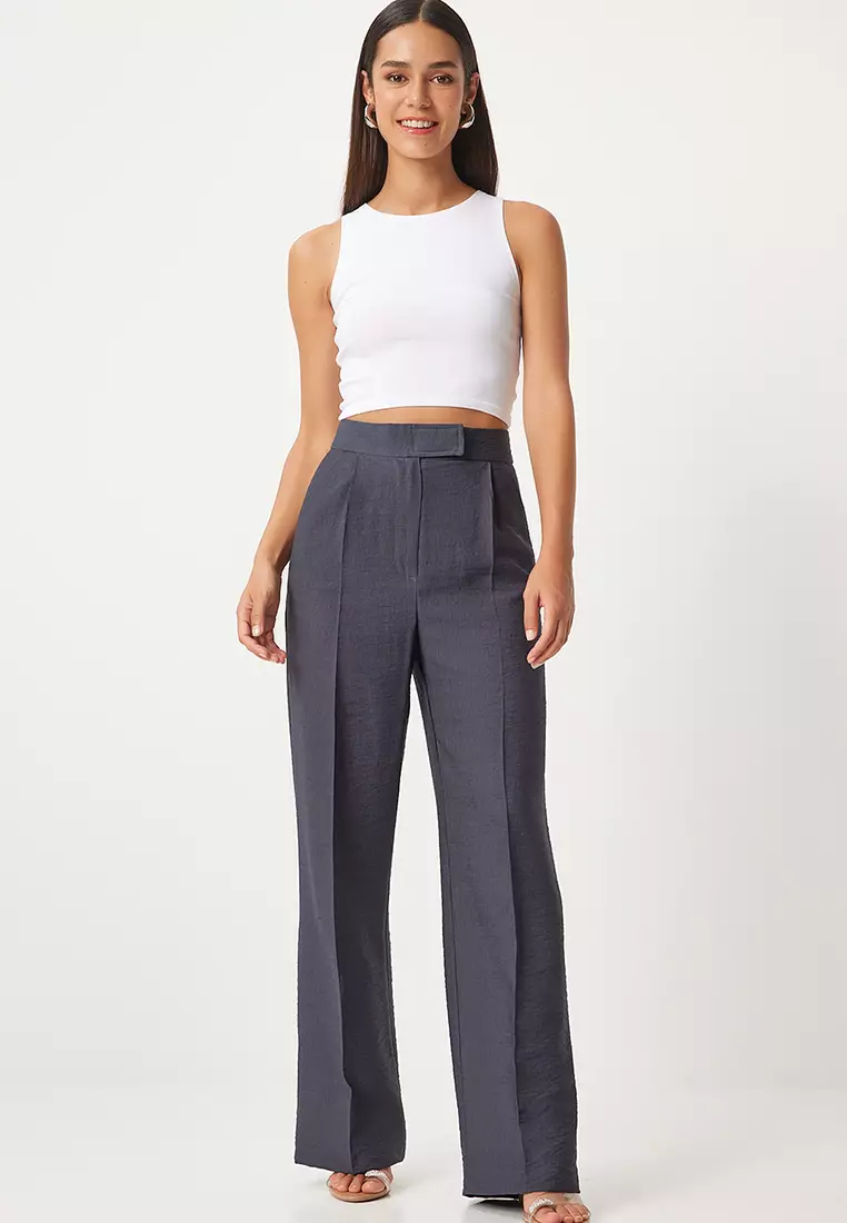 Cotton High Waist Velcro Trousers