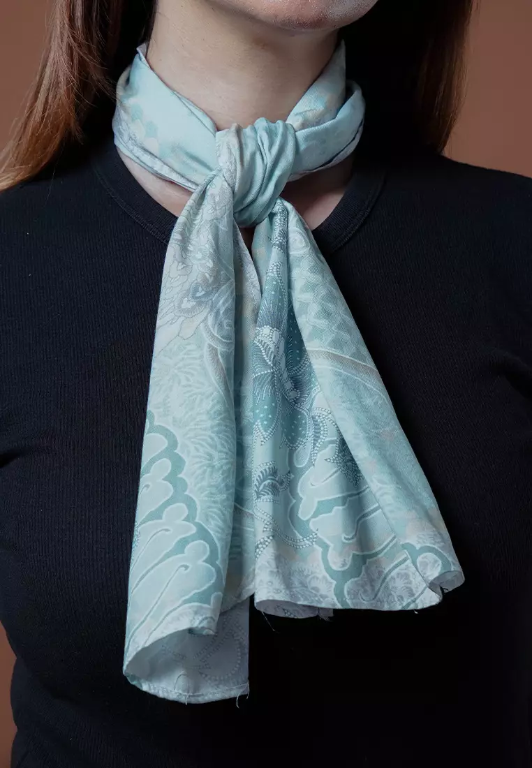 Hadinata Batik Wanita Syal Scarf Shandita Soft Blue