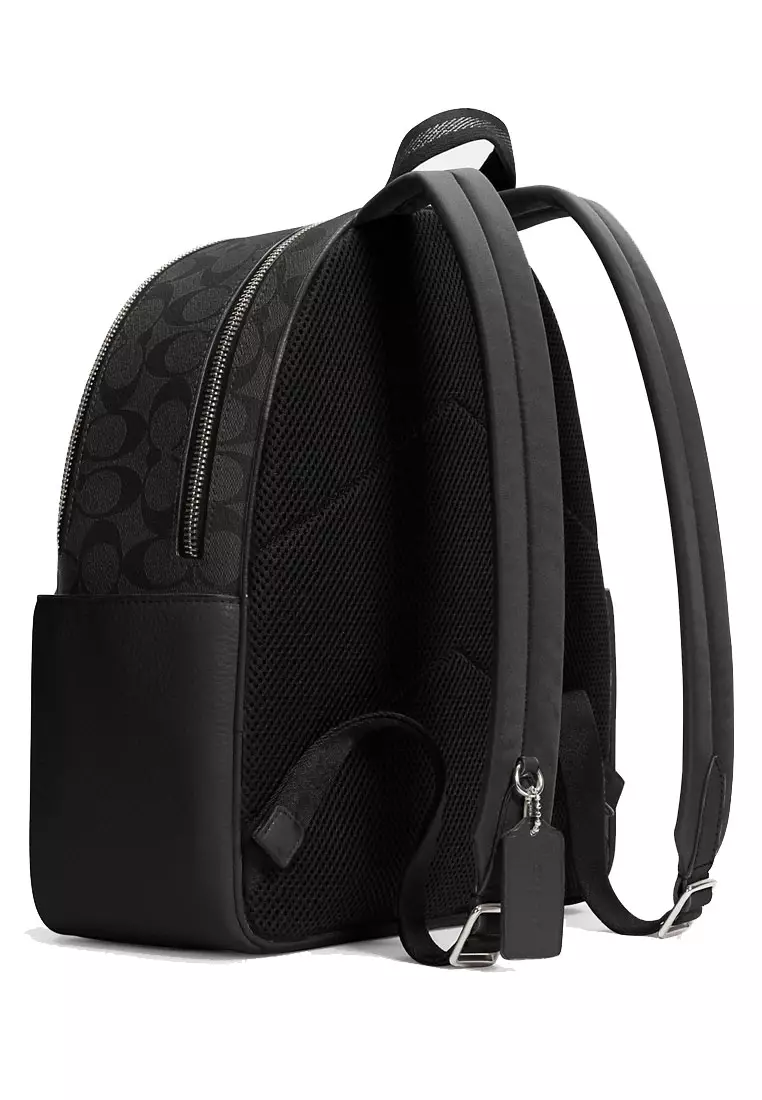 Coach signature backpack best sale black