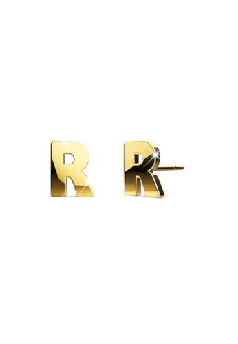 Bullion Gold 金色 BULLION GOLD Dainty Alphabet Letter Earring Gold Layered Steel Jewellery - R 223E0ACF09373EGS_1