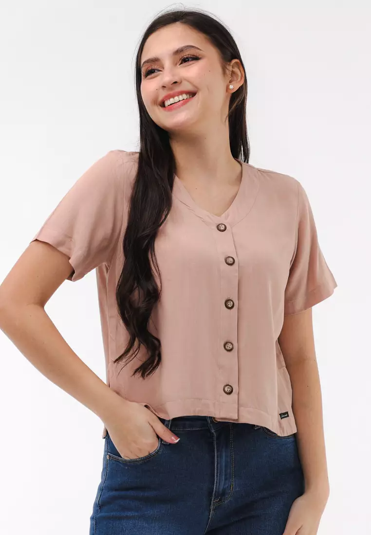 Soft Linen Woven Short Sleeves Blouse