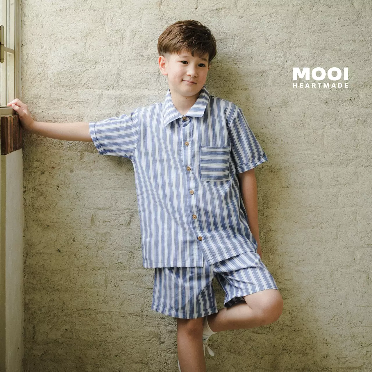 Mooi Celana Pendek Anak Laki-laki Yoshi Striped Pants - Grey