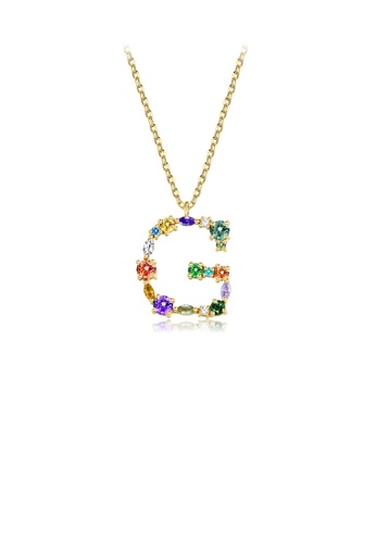 Glamorousky silver Fashion and Simple Plated Gold English Alphabet G Pendant with Cubic Zirconia and Necklace 95344ACD7E92CFGS_1