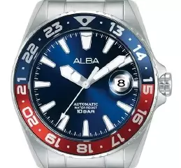 Jam Tangan Pria Alba Mechanical AU4067 AU4067X1  Strap Stainless Steel Silver Color Men Blue Dial Automatic Series Watch Original Garansi Resmi