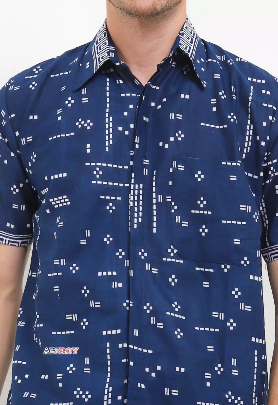 Retashima Navy Kemeja Batik Pria Premium Slimfit Lengan Pendek NLN