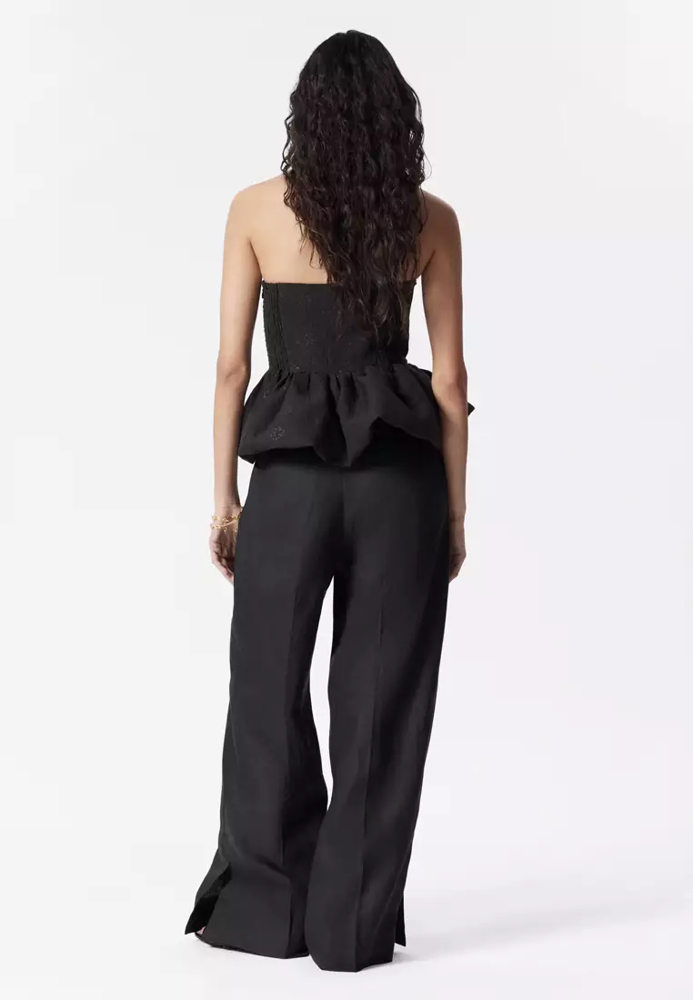 Bandeau Peplum Jacquard Top