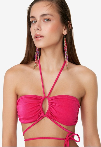 Trendyol pink Ruched Bikini Top EA351US05B55C1GS_1