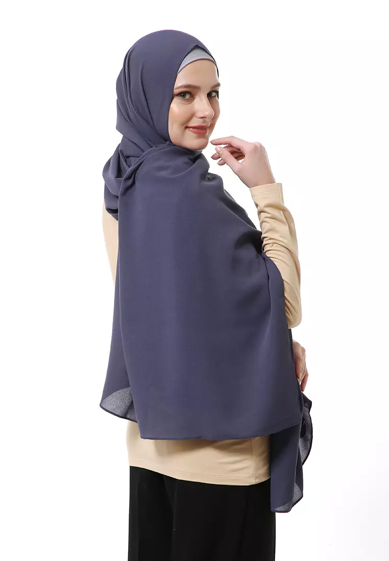 Marit Pashmina Syari Polos Muslimah Wanita Premium High Quality -  Steel Grey