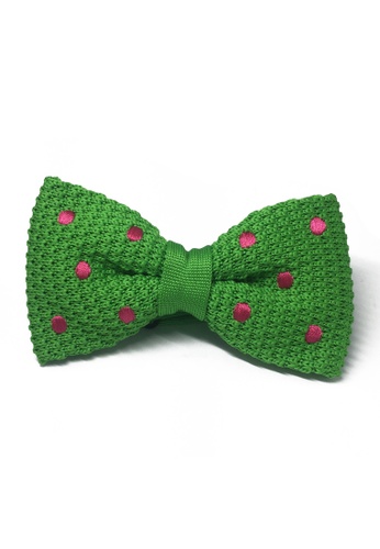 Splice Cufflinks green Webbed Series Bright Pink Polka Dots Green Knitted Bow Tie SP744AC73UBYSG_1