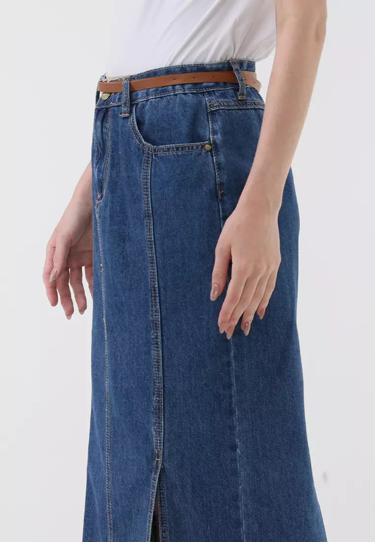 Denim Midi Skirt Ladies