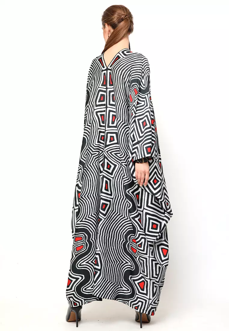 Kanzi Long Sleeve Monochrome Ethnic Kaftan