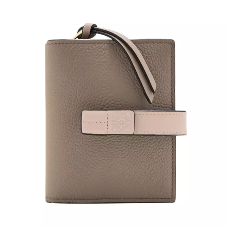 Compact Zip Wallet Soft Grained Calfskin Taupe/Talc