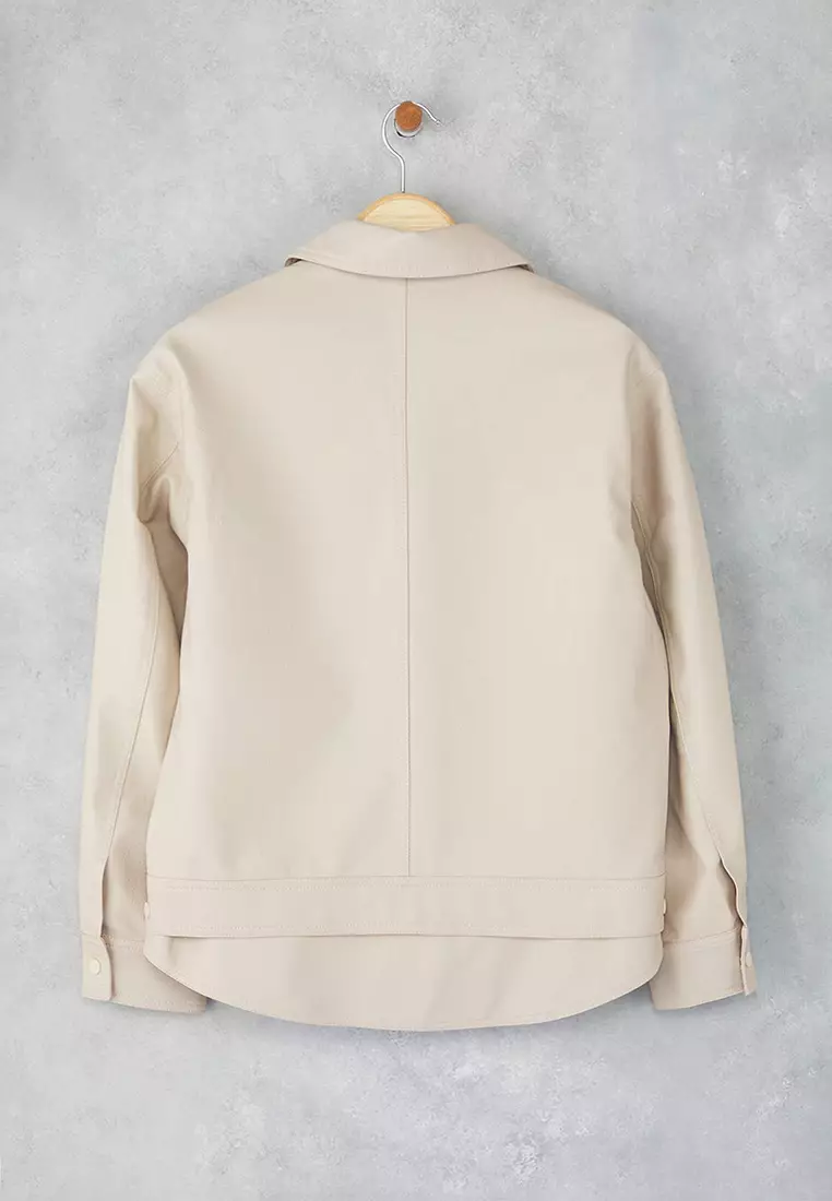 Detachable Hem Faux Leather Jacket