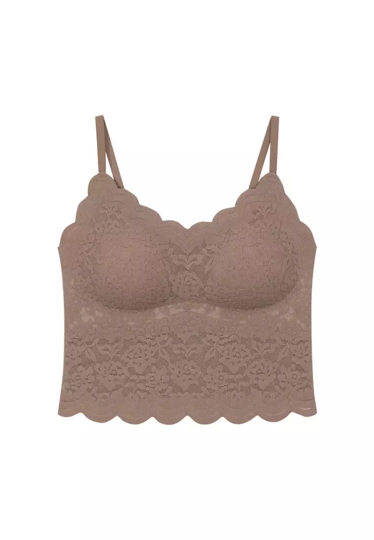 Premium Dawn Seamless Lace Bralette in Brown