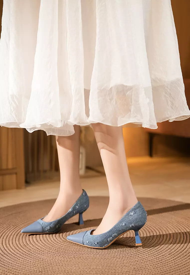 5CM 尖頭牛仔布高跟鞋 BY360-32