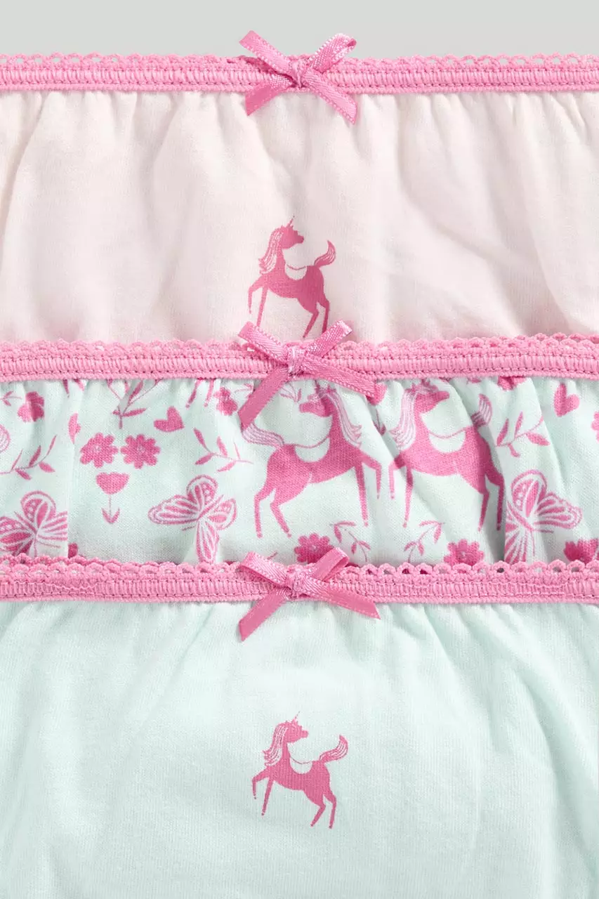 Mothercare Party Horse Briefs - 5 Pack - Celana Dalam Anak Perempuan (Biru)