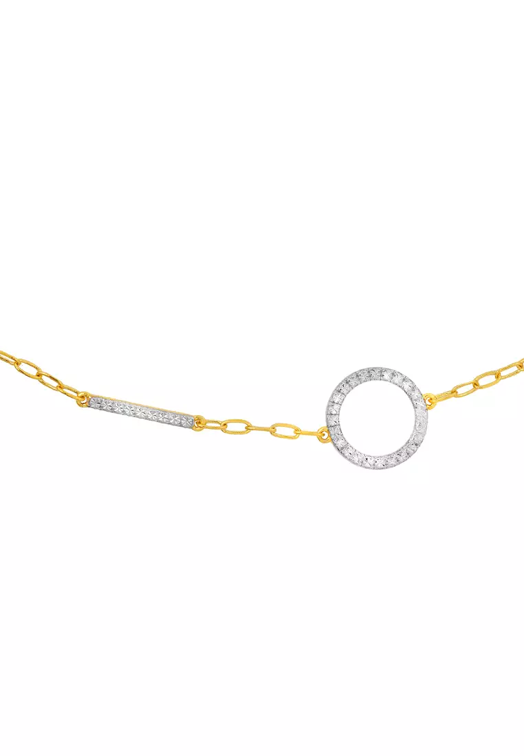 TOMEI Dual-Tone Circle & Bar Bracelet, Yellow Gold 916