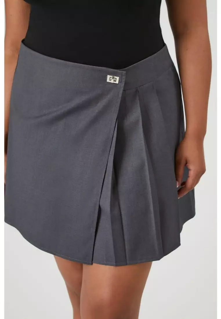 Plus size sales pleated grey skirt