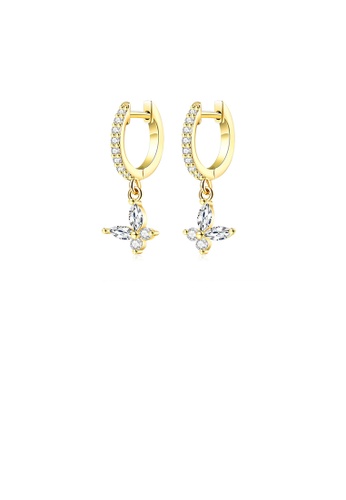 Glamorousky white Simple and Fashion Plated Gold Butterfly Geometric Circle Earrings with Cubic Zirconia 5B99DAC02BBF11GS_1