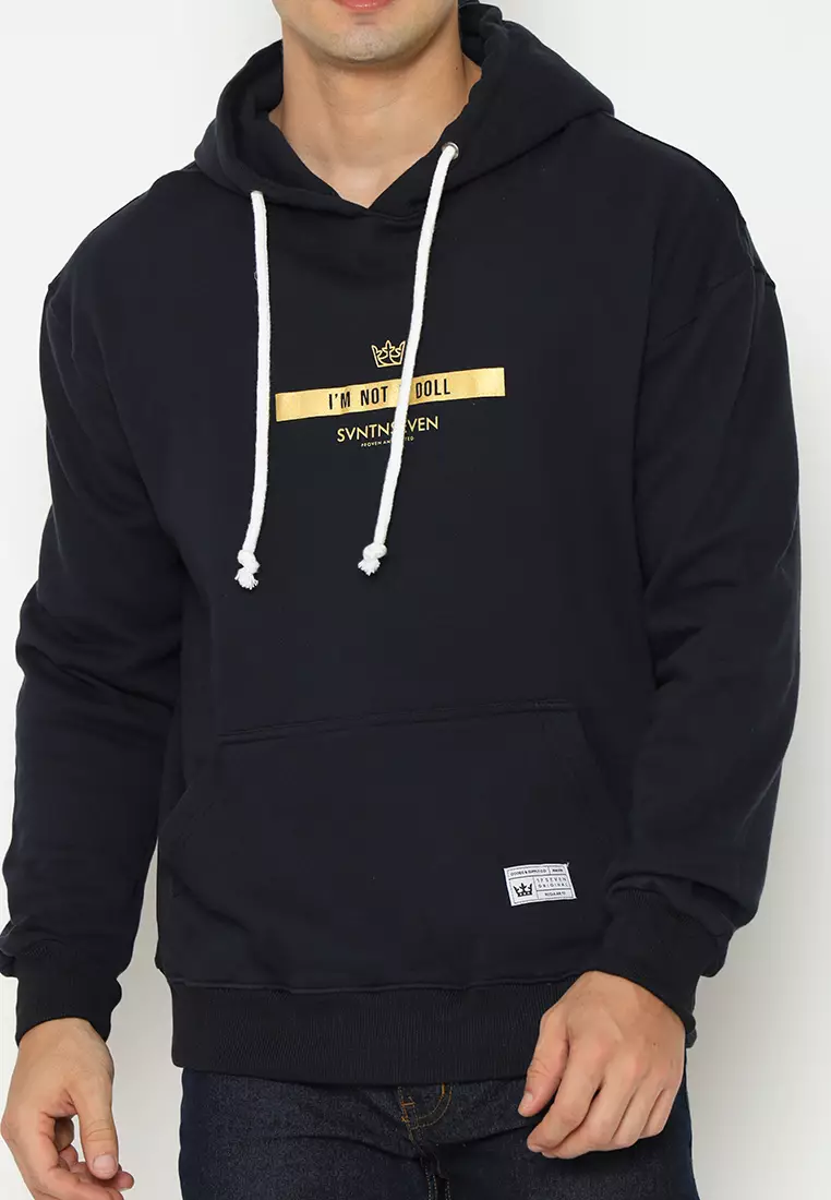 17SEVEN Hoodie Sablon Pria 0323-NOTDOLL-BLK