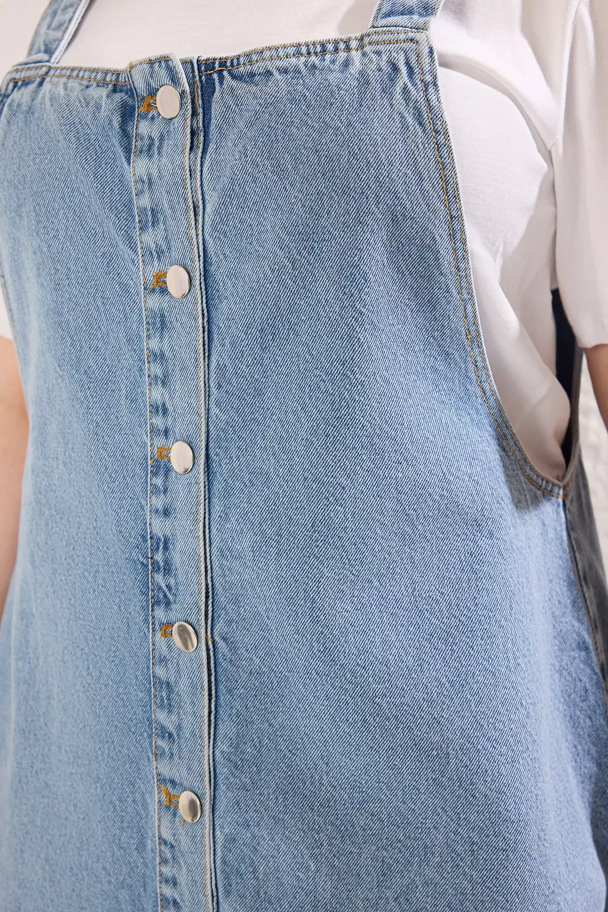 Plus Size Cotton Denim Midi Dress