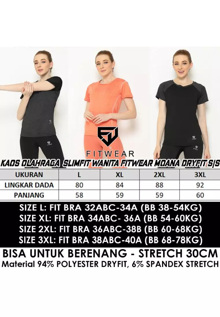 Fitwear - Kaos Olahraga Slimfit Wanita MOANA DRYFIT S/S - GRAY