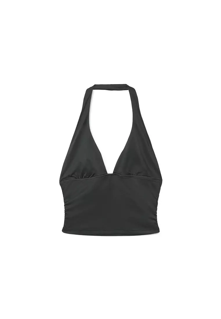 Women's Halter Deep V-Neck Crop Top