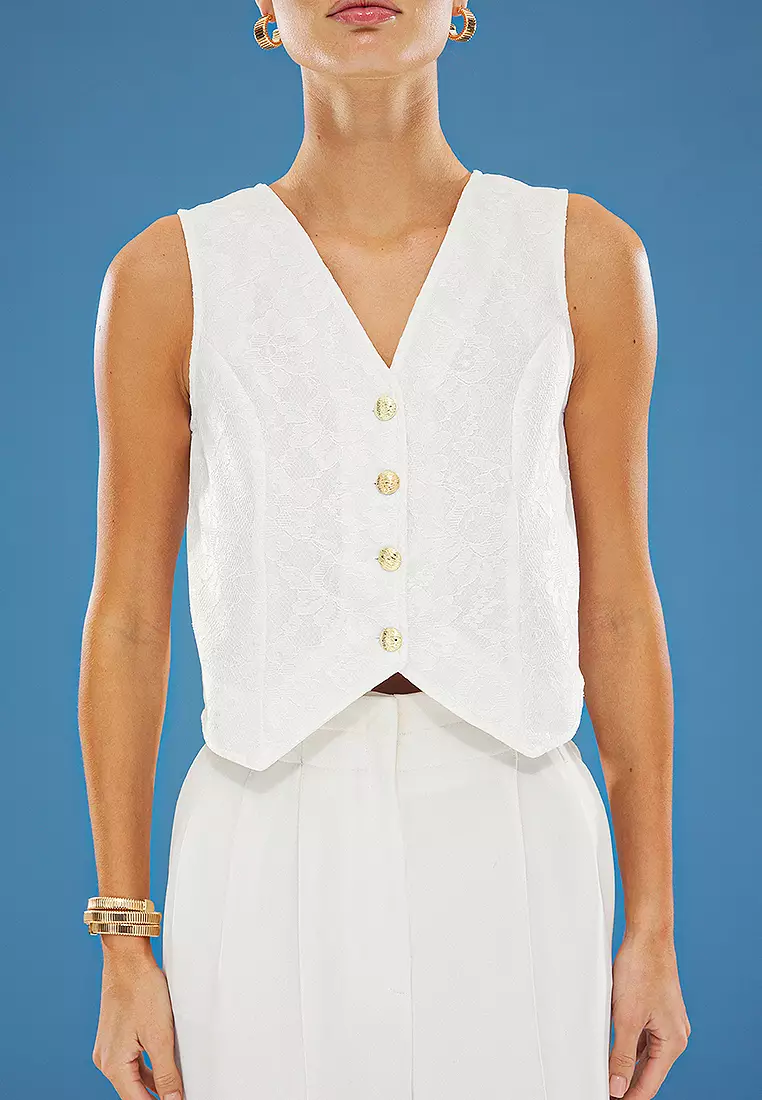 V-Neck Lace Vest